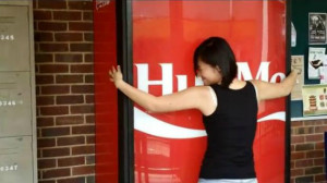 This Coke machine in Singapore dispenses Coca-Cola if you hug it. Talk about emotional connection.